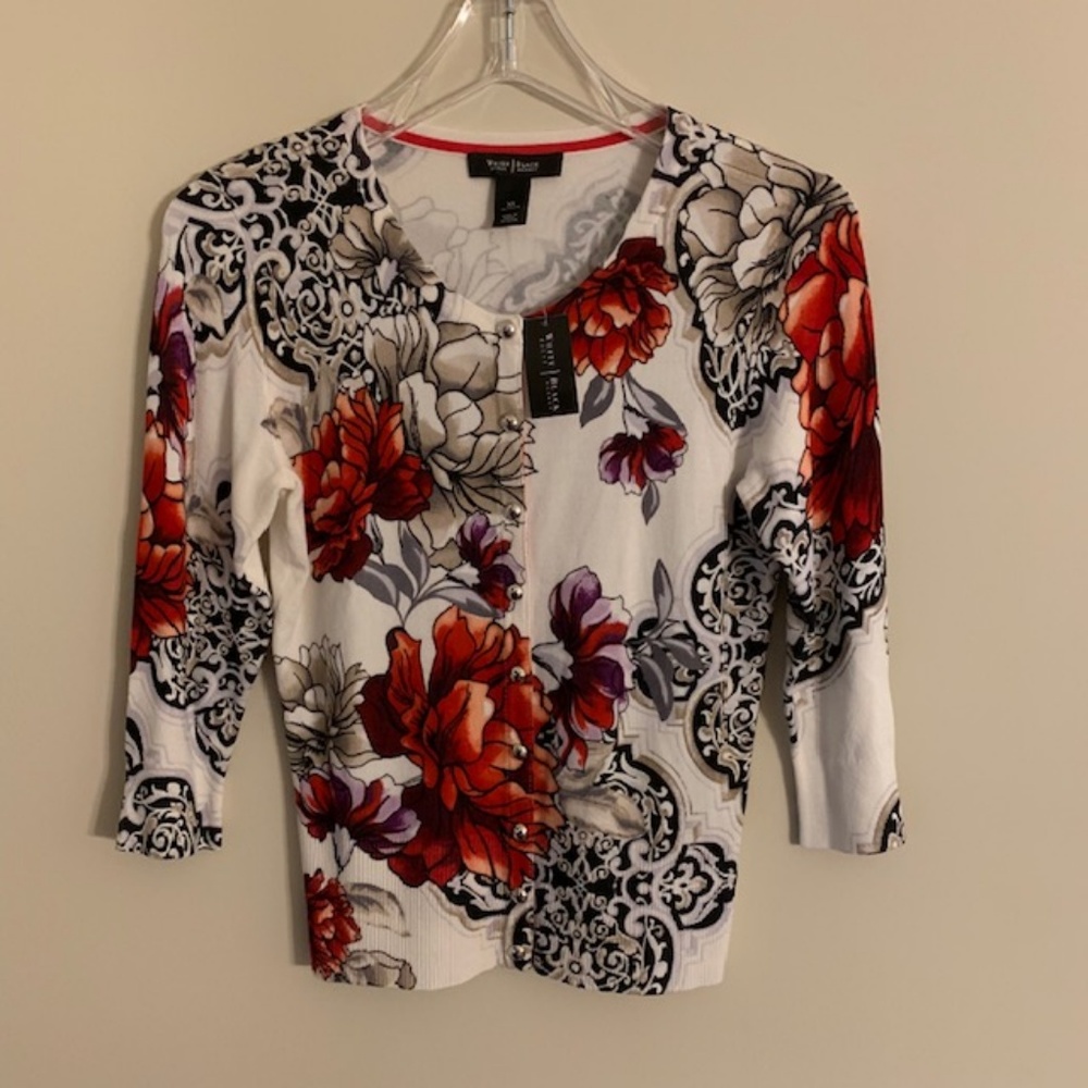 WHITE HOUSE BLACK MARKET - Floral Cardigan NWT XS